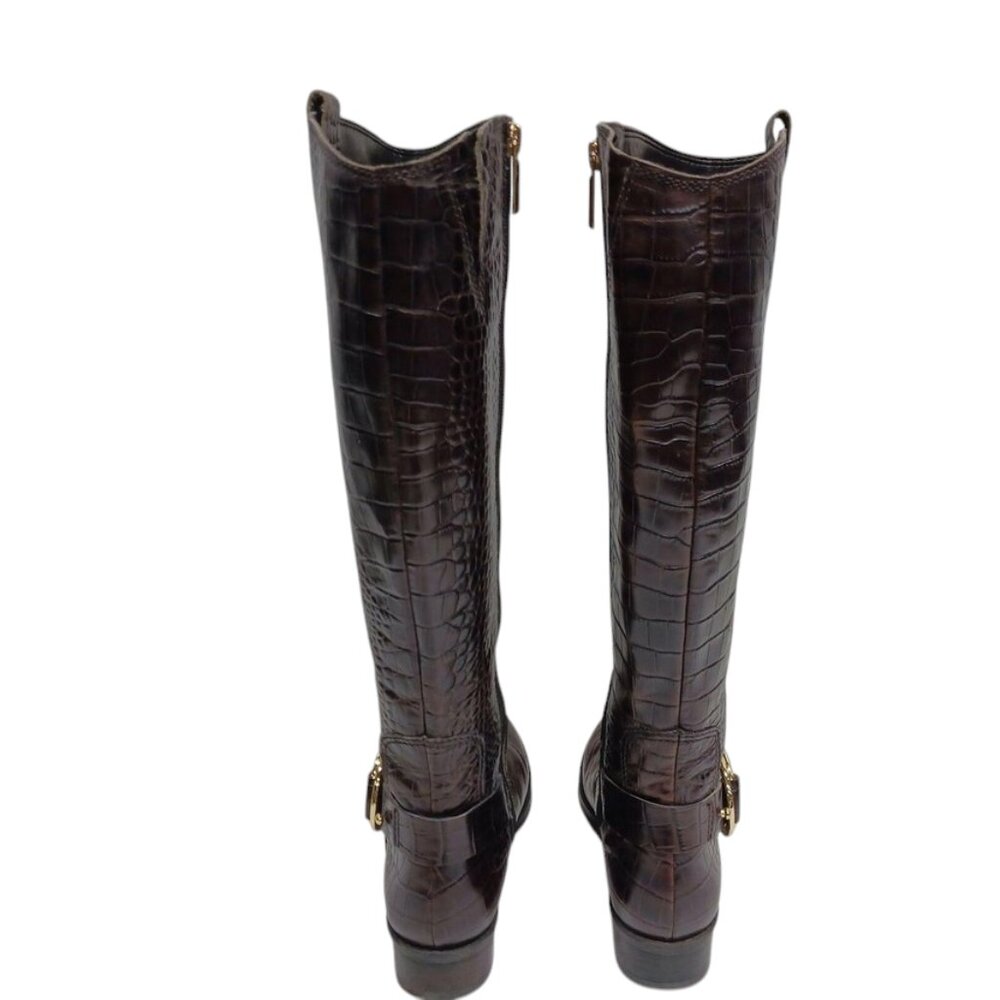 Karl Lagerfeld W Muret Women's Tall Faux Alligator Brown Boots - Picture 11 of 15